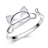 GoedeDoelen.Shop | Zilveren (925) ring Cat | Katten Ring | Poezen Ring | In Maat Verstelbare Ring | Kattenliefde | Cadeautje | Wellness-House