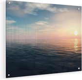 Artaza Glasschilderij - Zee Water Tijdens Zonsondergang - 50x40 - Plexiglas Schilderij - Foto op Glas
