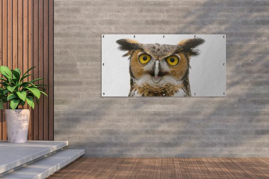Affiche clôture Hibou - Vogel - Portrait - 200x100 cm - Toile de jardin