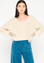 LOLALIZA Gebreide trui met driekwartsmouw - Beige - Maat L/XL