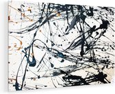 Artaza Glasschilderij - Abstracte Kunst van Zwarte Verf - 120x80 - Groot - Plexiglas Schilderij - Foto op Glas