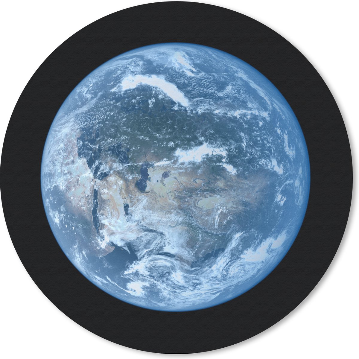 Muismat - Mousepad - Rond - Satellietbeeld van een lichtblauwe aarde - 50x50 cm - Ronde muismat