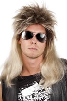 KIMU Rocker Pruik Blond Matje Mullet Metal Glamrock Eighties 80's Hairmetal Festival