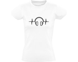 Koptelefoon Hartslag Dames T-shirt - muziek - dj - festival - techno - house - rock - band - ritme - concert - heartbeat