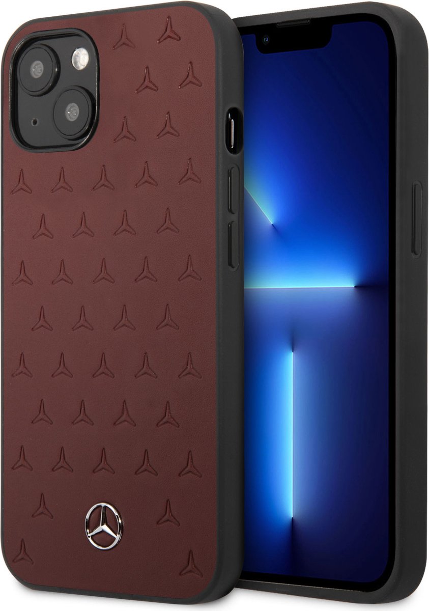 Mercedes-Benz Stars Leather Back Case - Geschikt voor Apple iPhone 13 Mini (5.4") - Rood