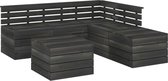 vidaXL 6-delige Loungeset pallet massief grenenhout donkergrijs