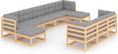 Decoways - 10-delige Loungeset met kussens massief grenenhout