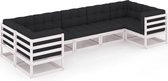 Decoways - 7-delige Loungeset met kussens massief grenenhout wit