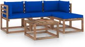 Decoways - 5-delige Loungeset met blauwe kussens