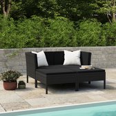 Decoways - 4-delige Loungeset met kussens poly rattan zwart