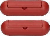 2x Rode veiligheid stekkersafes stekker beschermhoezen rood - 21 x 7 x 7 cm - Stekkerverbinding bescherming tegen water/regen