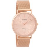 OOZOO Timepieces - Rosé goudkleurige horloge met rosé goudkleurige metalen mesh armband - C9344