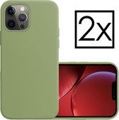 iPhone 13 Pro Max Hoesje Groen Cover Silicone Case Hoes - 2x