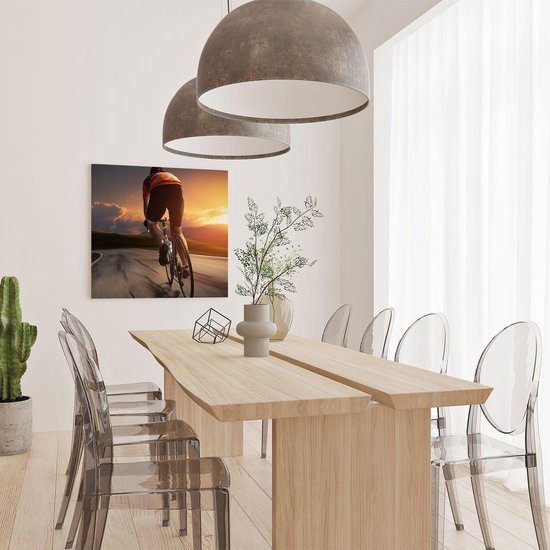 Artaza - Peinture sur toile - Cyclisme cycliste sur la route au coucher du soleil - 70 x 70 - Photo sur toile - Impression sur toile