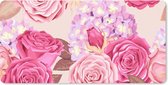 Bureau onderlegger - Muismat - Bureau mat - Bloemen - Rozen - Roze - 80x40 cm