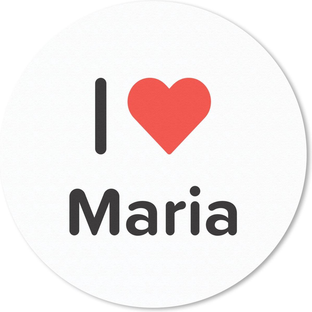 Muismat rond 20x20 cm - Mousepad I love - Maria - Meisje - Ronde muismatten
