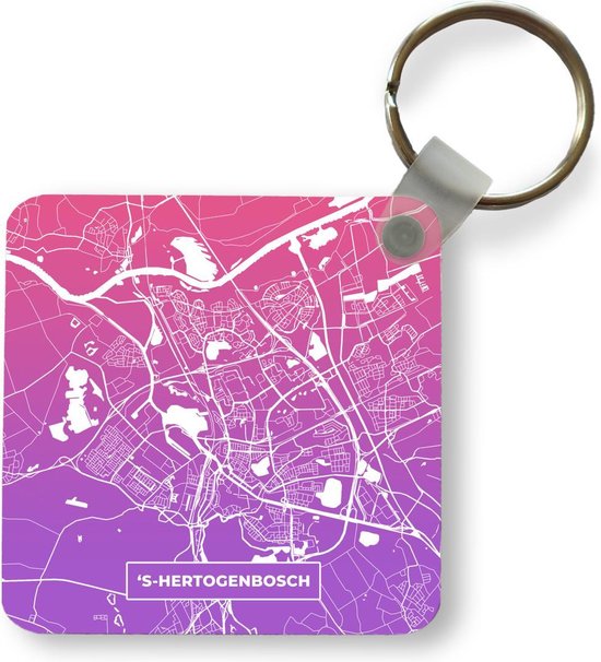 Sleutelhanger - Uitdeelcadeautjes - Stadskaart - 's-Hertogenbosch - Paars - Roze - Plastic