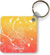 Sleutelhanger - Uitdeelcadeautjes - Stadskaart - Zwolle - Oranje - Nederland - Plastic