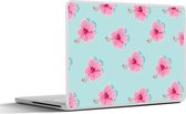 Laptop sticker - 10.1 inch - Bloemen - Zomer - Roze - Patroon - 25x18cm - Laptopstickers - Laptop skin - Cover