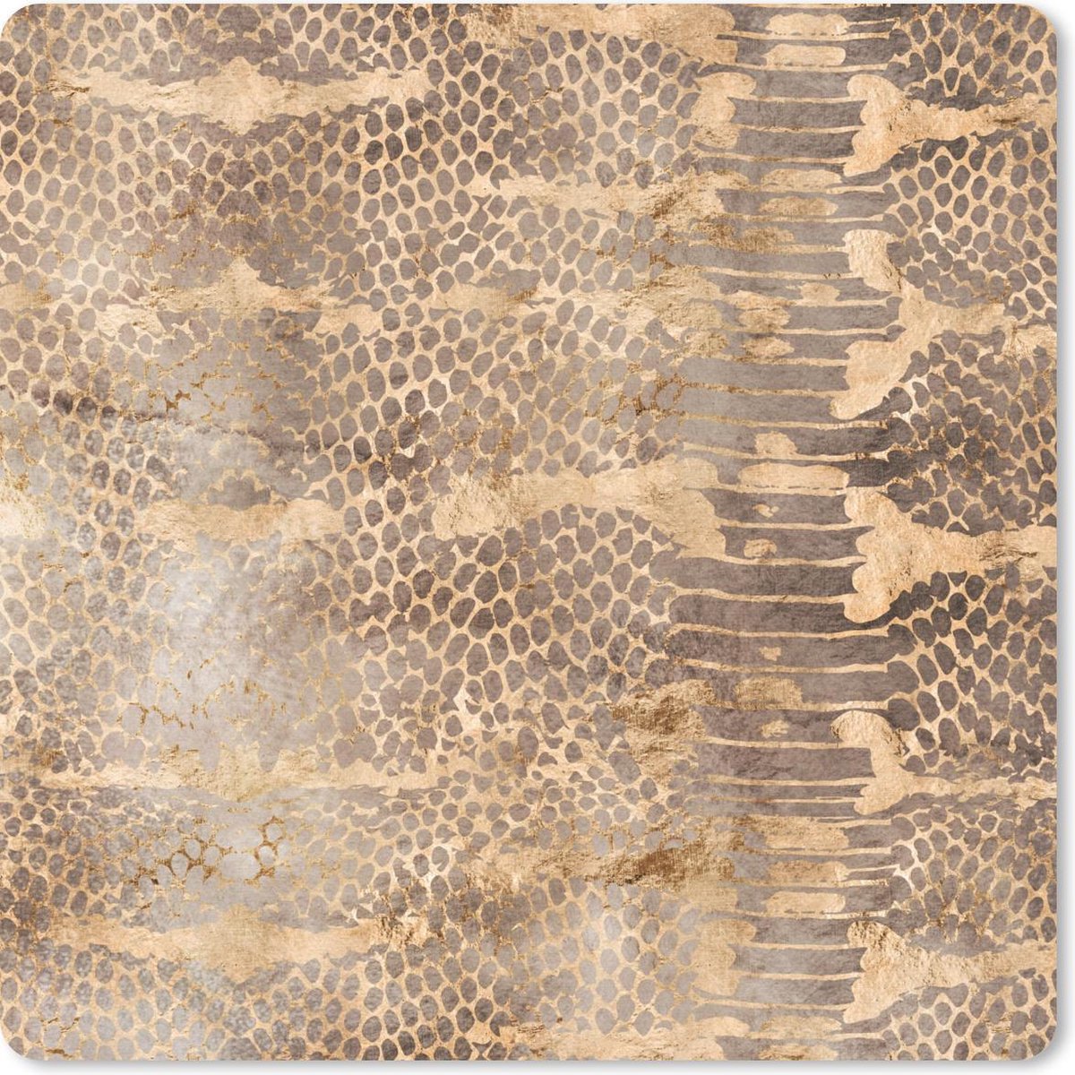 Muismat 20x20 cm - Mousepad Dierenprint - Slang - Goud - Luxe - Muismatten