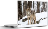 Sticker pour ordinateur portable - 13,3 pouces - Loup - Neige - Forêt