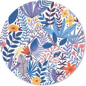 Muismat - Mousepad - Rond - Zomer - Flora - Wit - 40x40 cm - Ronde muismat