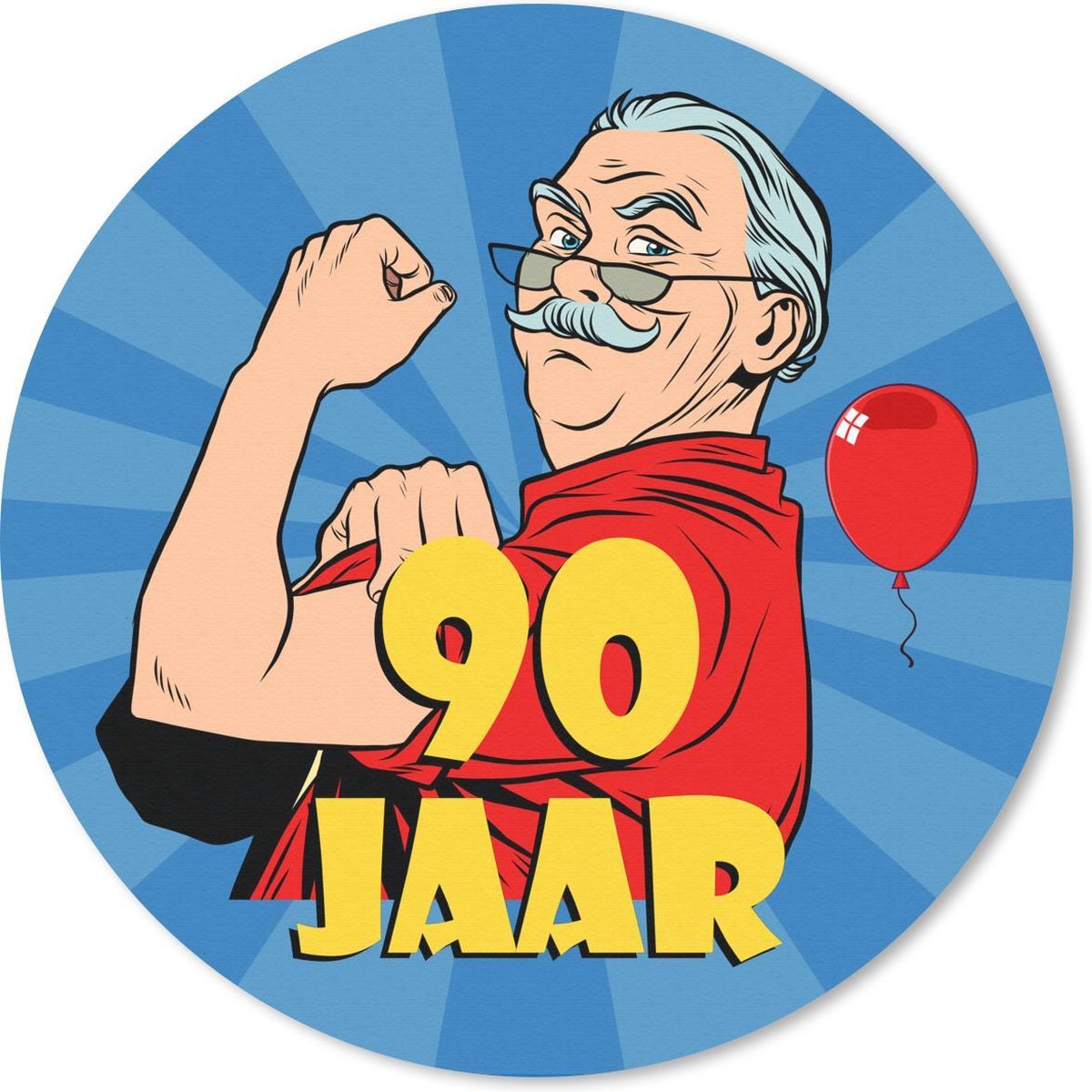 Muismat rond 30x30 cm - Mousepad Man - Jubileum - 90 Jaar - Ronde muismatten