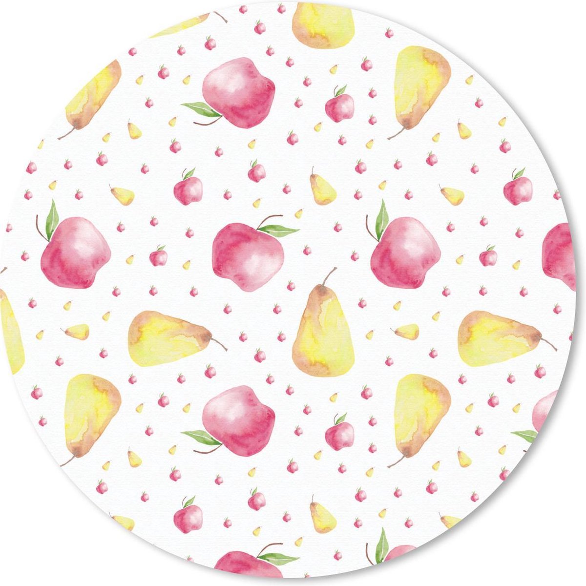 Muismat rond 40x40 cm - Mousepad Peren - Appels - Waterverf - Ronde muismatten