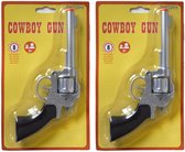 2x stuks verkleed speelgoed revolver/pistool metaal 8 schots - Plaffertjes pistolen wapens voor kinderen