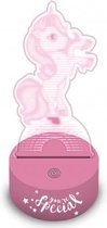 tafellamp eenhoorn meisjes 23,5 cm roze/transparant