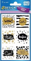 stickervel Wow junior 7,6 x 12 cm papier goud 6-delig