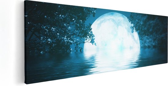 Artaza - Peinture sur toile - Pleine lune dans l' Water - 120 x 40 - Groot - Photo sur toile - Impression sur toile