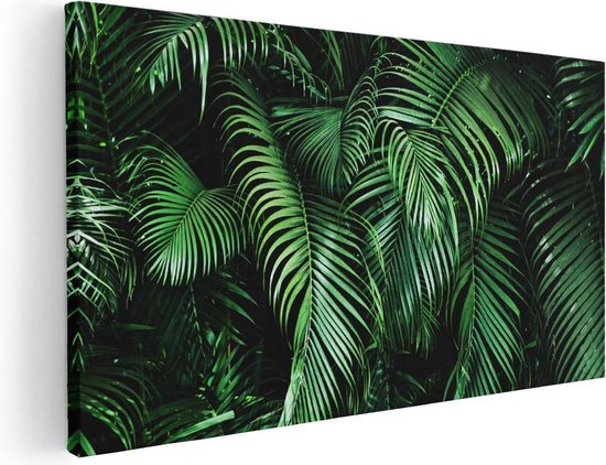 Artaza Canvas Schilderij Tropische Palm Bladeren - Groen - 100x50 - Groot - Foto Op Canvas - Canvas Print