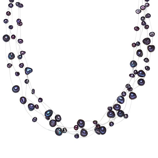 Valero Pearls Collier de perles Argent massif Perles de culture d'eau douce bleu foncé
