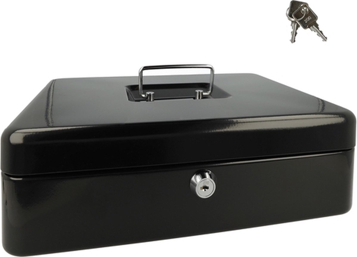 Westcott geldkist - 301x242x91mm - zwart - kunststof inzet met 5 vakken - AC-E51002-ZW