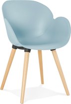 Alterego Scandinavische design stoel 'PICATA' blauw met houten poten