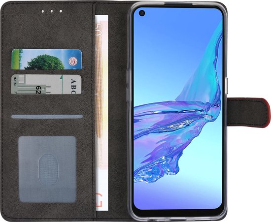 Étui rouge pour Oppo A53s - Étui à livres - Porte-cartes - Fermeture magnétique