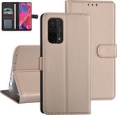 Goud hoesje voor Oppo A74 5G & Oppo A54 5G - Book Case - Pasjeshouder - Magneetsluiting