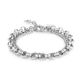 Twice As Nice Armband in edelstaal, dubbele ketting  17 cm+3 cm