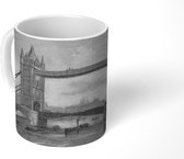 Mok - tekening van de Tower Bridge in zwart-wit - 350 ML - Beker