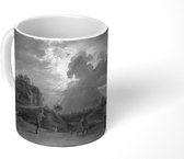 Mok - Boeren bij boogschieten - schilderij van David Teniers - zwart wit - 350 ML - Beker