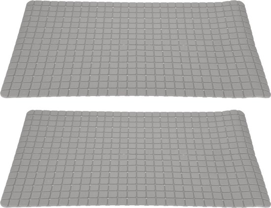 2x stuks anti-slip badmatten lichtgrijs 69 x 39 cm rechthoekig