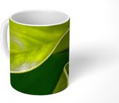 Mok - Close-up van groene botanische bladeren donkere achtergrond - 350 ML - Beker