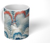 Mok - Een wit met blauw bloemdessin - 350 ML - Beker
