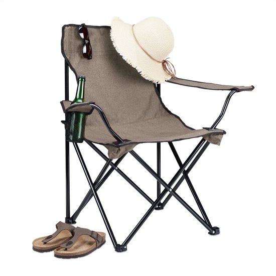 Chaise Pliante De Pêche Et Camping Avec Porte-gobelet Et Sac - Anthracite, Confortable Et Portable