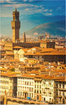De toren van Palazzo Vecchio voor de heuvels van Florence,  - Foto op Forex - 60 x 90 cm