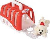 dierenarts draagkooi met pluche hond rood/wit 23,5 cm