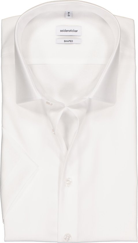 Chemise coupe cintrée Seidensticker - manches courtes - blanche - ne se repasse pas - taille col : 42