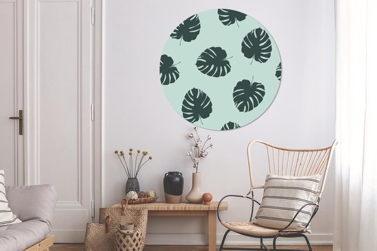 WallCircle - Peinture - Summer Leaves Monstera Xxl - Multicolore - 120 X 120 Cm