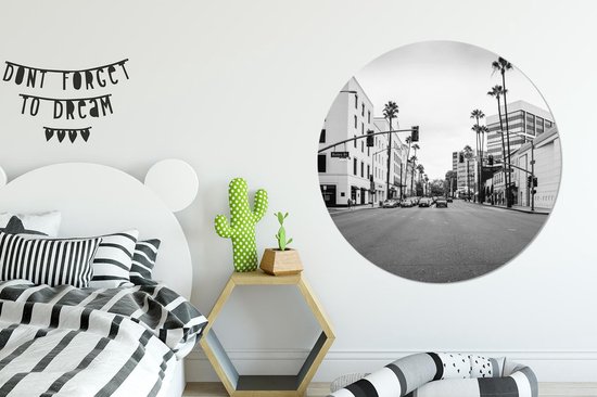 WallCircle - Tableau - Rodeo Drive Los Angeles Round Peintures Xxl - Multicolore - 120 X 120 Cm